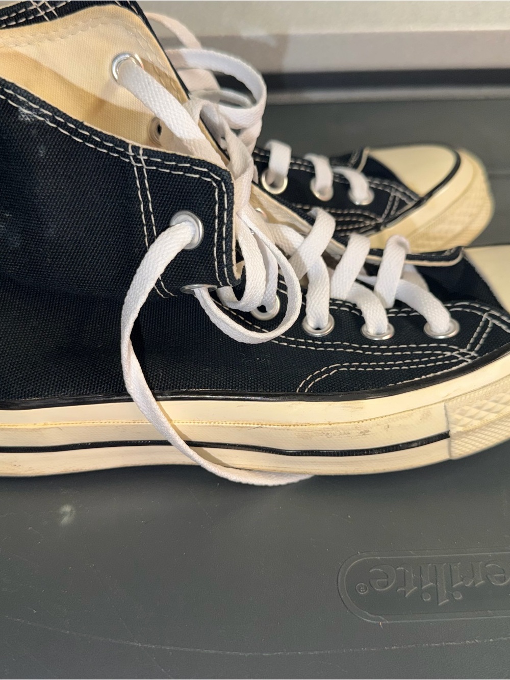 Converse Black High-Top Canvas Sneakers with White Laces - Picture 2 of 6